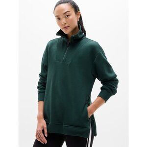New Athleta S Cozy Karma 1/2 Zip Sweatshirt PIne Green Small